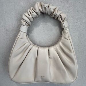 JW PEI Gabbi Ruched Hobo Handbag Clutch Ivory Vegan Leather Magnetic Closure